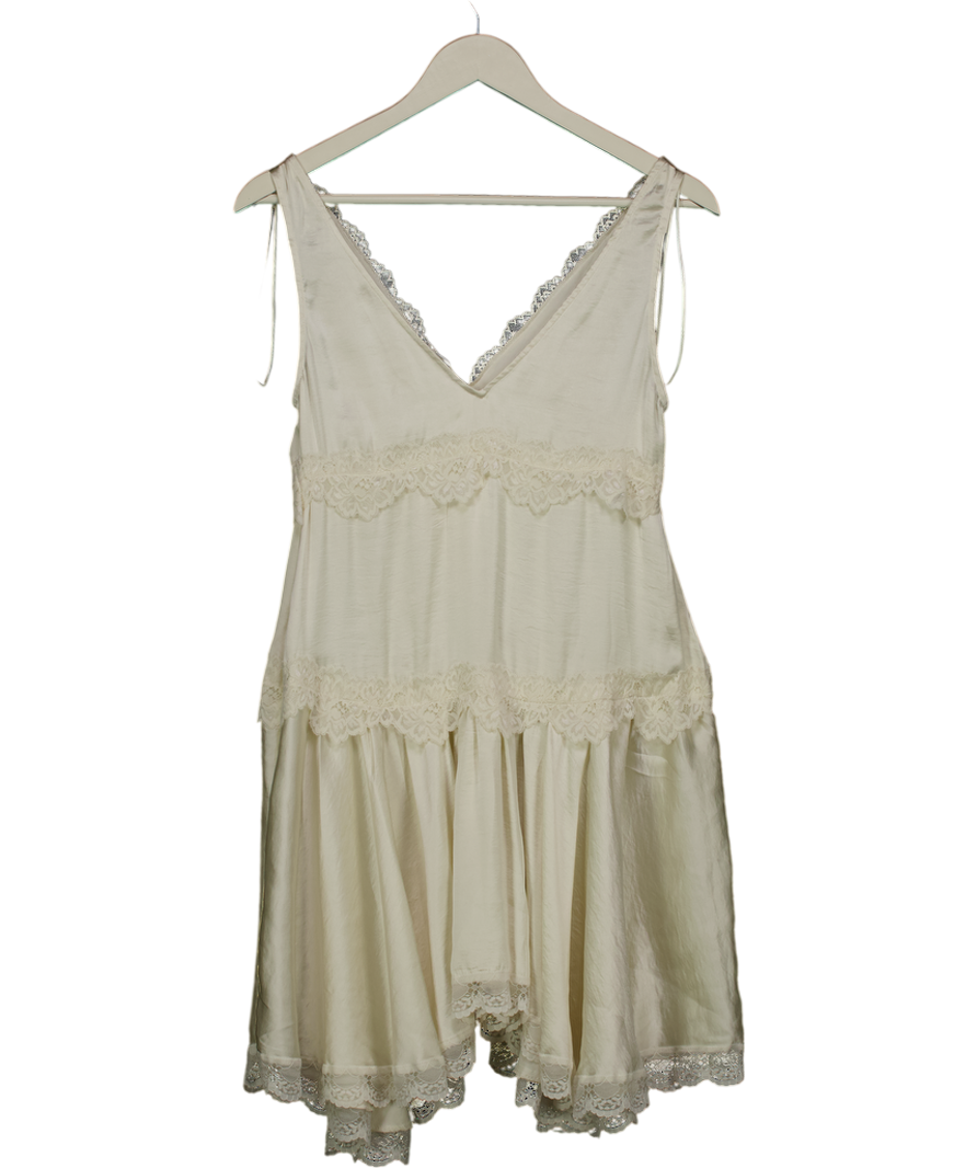 Stradivarius Cream Lace-trimmed Mini Dress UK S
