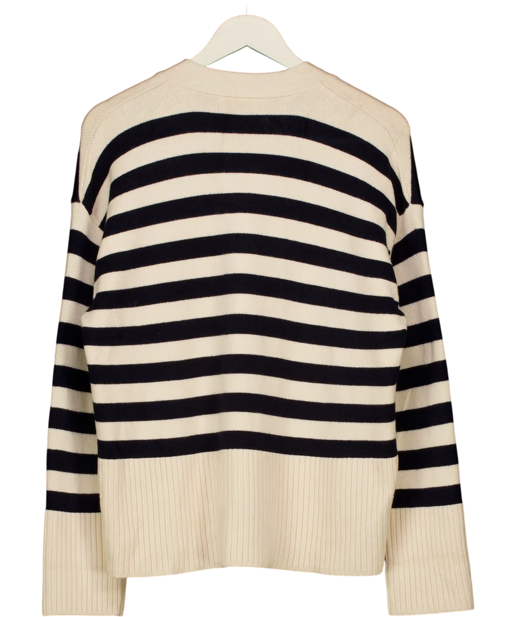 ZARA Cream Striped Knit Cardigan UK S