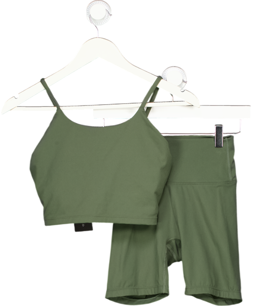 ADANOLA 2-piece Green Activewear Sports Bra (uk S) And Shorts (uk Xs) Set UK XS/S