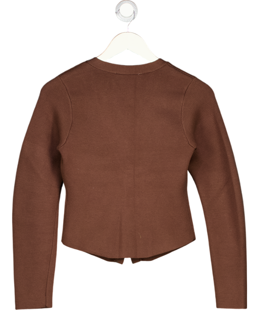 ABERCROMBIE & FITCH Brown Viscose Blend Fitted Cardigan UK XS