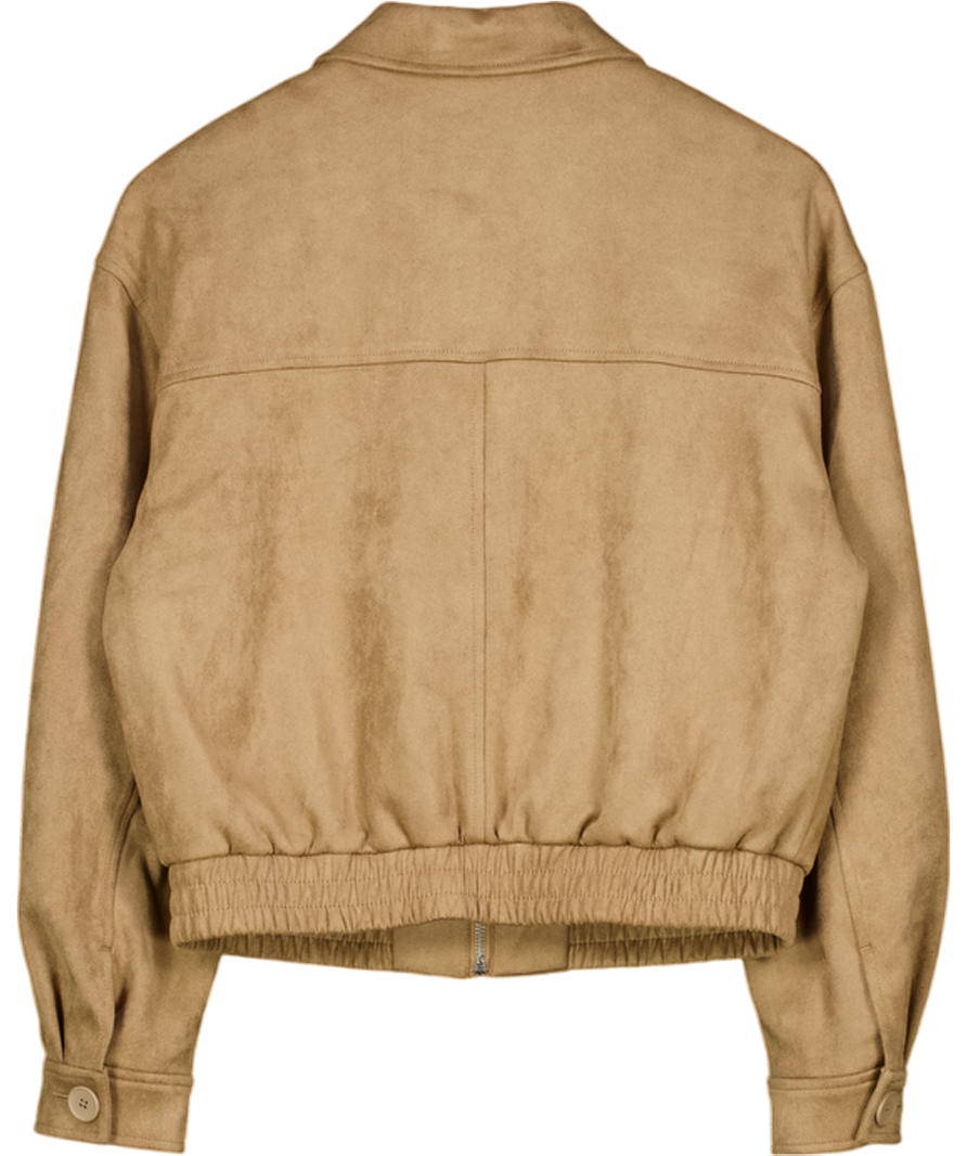 M&S Brown Suedette Harrington Jacket UK 8