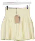 MESHKI Cream Dionne Pleated Knit Mini Skirt UK XS