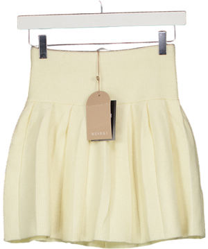 MESHKI Cream Dionne Pleated Knit Mini Skirt UK XS