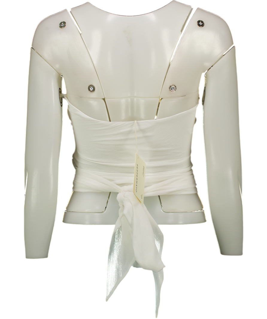 PEPPERMAYO Ivory White Sunlight Cascade Top - White UK 6
