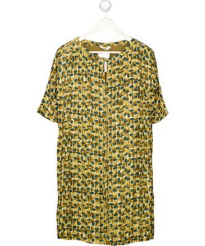 Toast Brown Abstract Print Short Sleeve Tunic Dress UK S