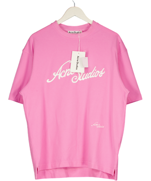 Acne Studios Bubble Pink Embroidered Logo Relaxed Fit T-shirt UK S