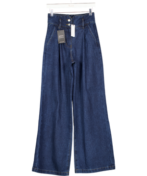 KAREN MILLEN Blue Denim Wide Leg Trousers UK 6