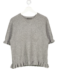 ZARA Grey Frilled Edge Short Sleeve Knit UK XL