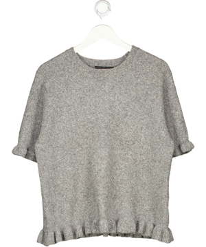 ZARA Grey Frilled Edge Short Sleeve Knit UK XL
