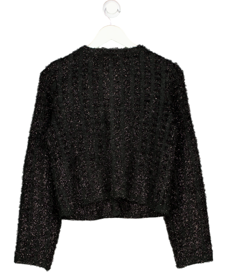 RIVER ISLAND Black Sparkle Military Detail Cardigan UK S