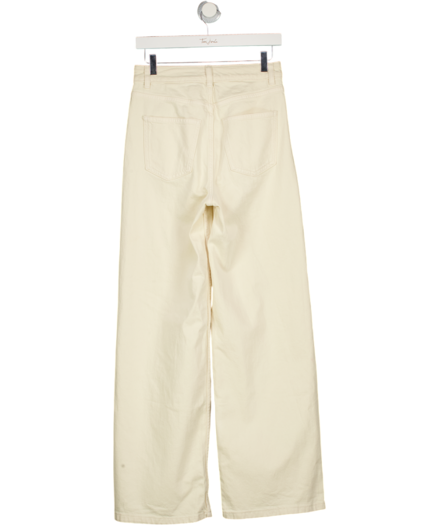 M&S Cream Wide Leg Jeans - Long Length UK 8