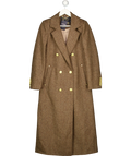HOLLAND COOPER Double Breasted Long Coat - Brown Herringbone UK 6