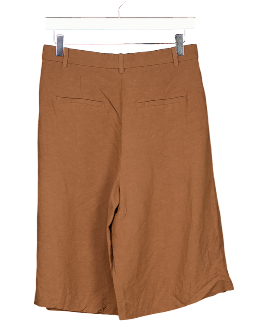 MANGO Brown Cotton Suit Bermuda Shorts UK 8