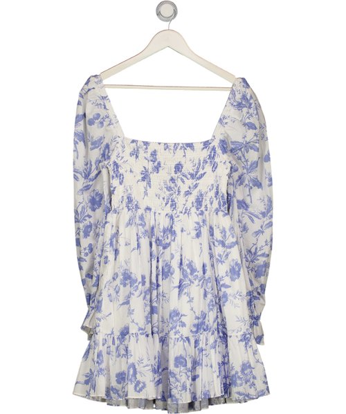 & Other Stories Blue & White Floral Puff Sleeve Dress UK 12