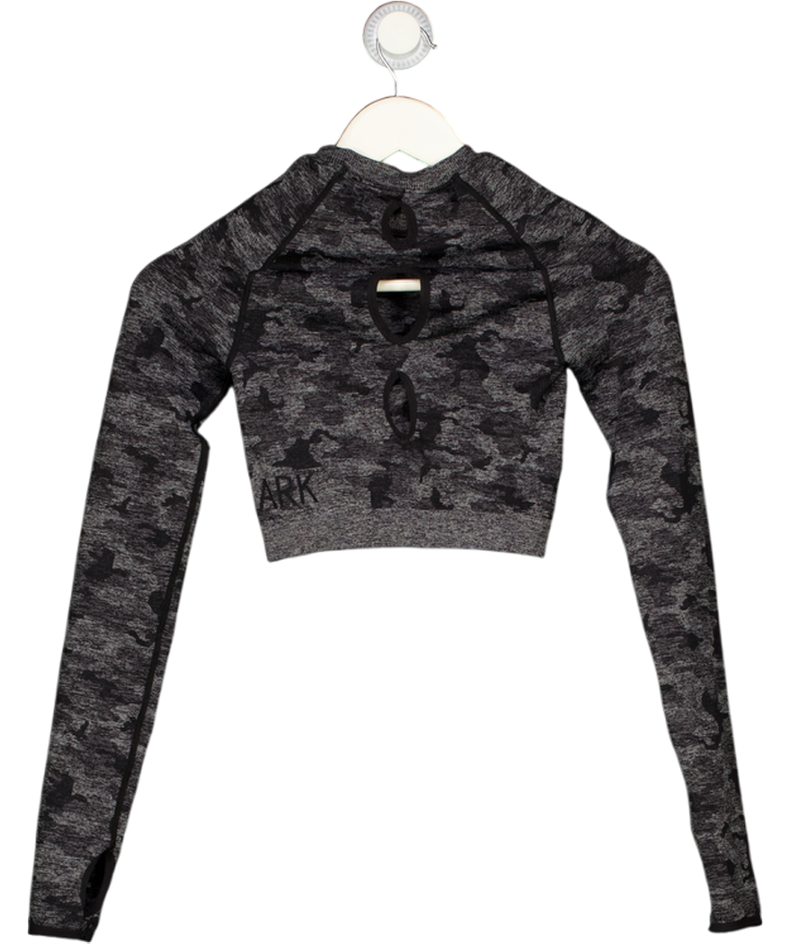 GYMSHARK Grey Camo Seamless Long Sleeve Crop Top UK XS