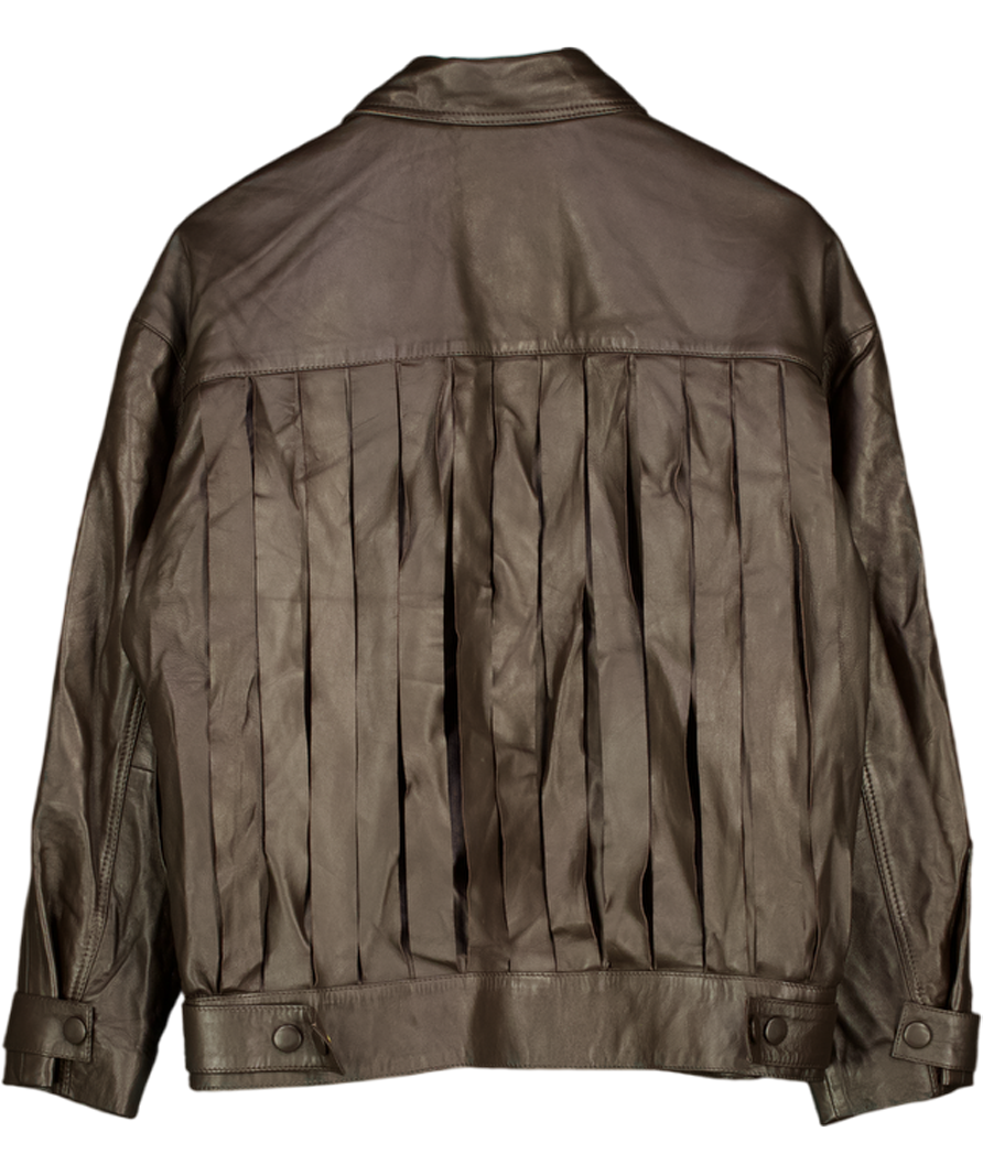 KAREN MILLEN Dark Brown Butter-soft Real Leather Jacket UK 10