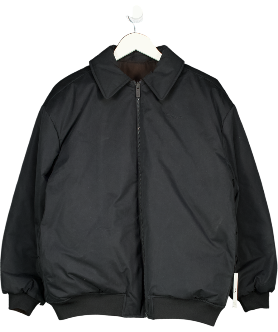T/ALA Oversized Reversible Bomber Jacket In Black And Espresso Brown UK XS
