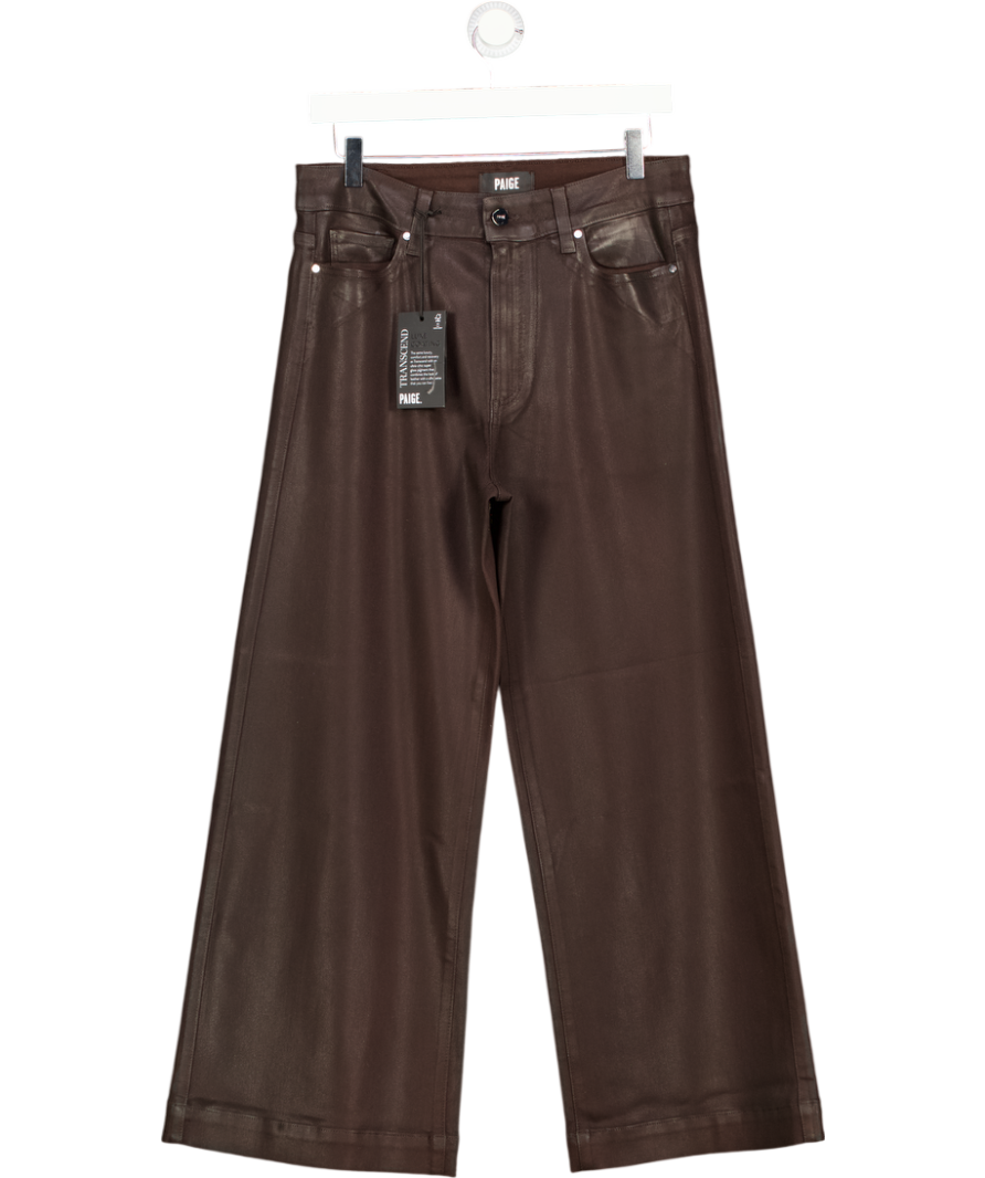 PAIGE Dark Brown Anessa Coated Wide-leg Jeans W29