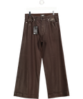 PAIGE Dark Brown Anessa Coated Wide-leg Jeans W29