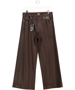 PAIGE Dark Brown Anessa Coated Wide-leg Jeans W29