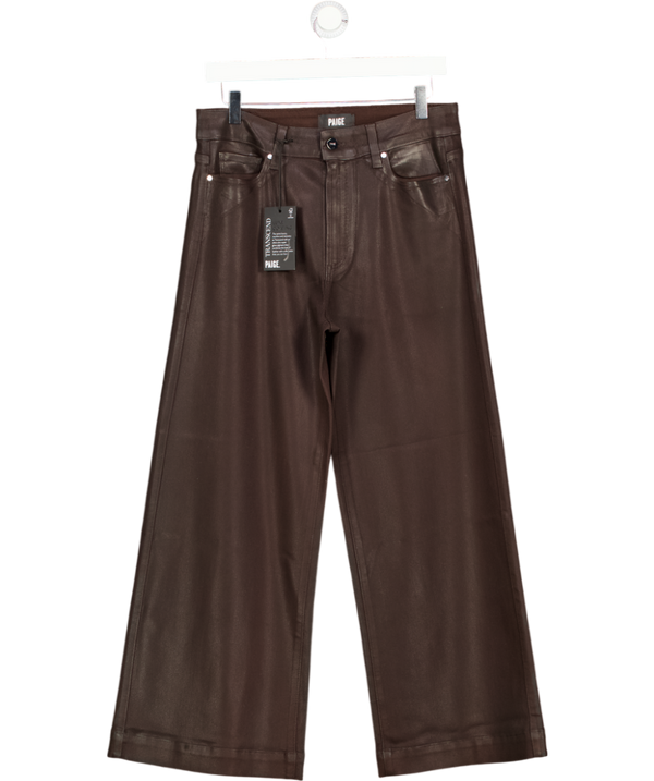 PAIGE Dark Brown Anessa Coated Wide-leg Jeans W29