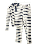 4th & Reckless Cotton Ribbed Logo Top & Wide Leg Trouser Co-ord In Grey Stripe UK S