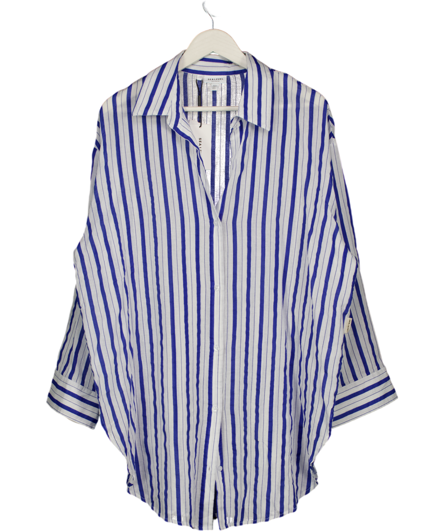 SEA LEVEL AUSTRALIA Blue Striped Vacay Cruise Shirt Cover Up UK S