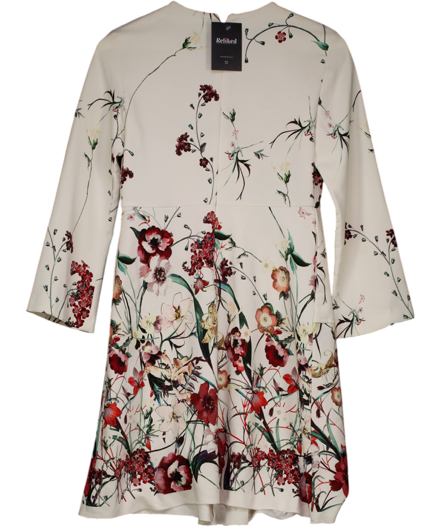 ZARA Cream Multi Floral Print Dress UK S