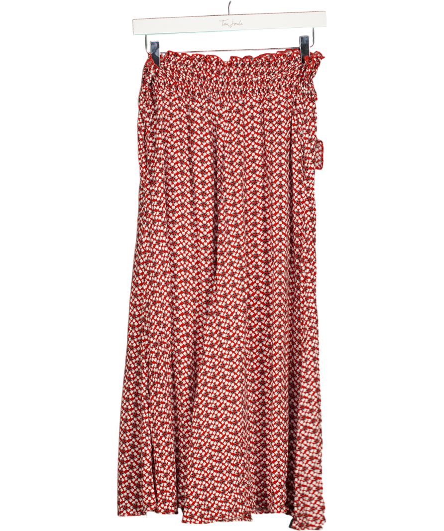 Maje Red Shirred Floral Maxi Skirt UK 10