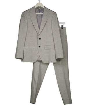 M&S Grey Slim Fit Linen Miracle Suit Jacket (36") And Slim Fit Trousers W30