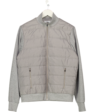 REISS Grey Freddie Hybrid Quilt And Interlock Zip Jacket UK M