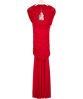 FOREVER NEW Red Elouise Asymmetric Cape Mesh Maxi Dress UK 10
