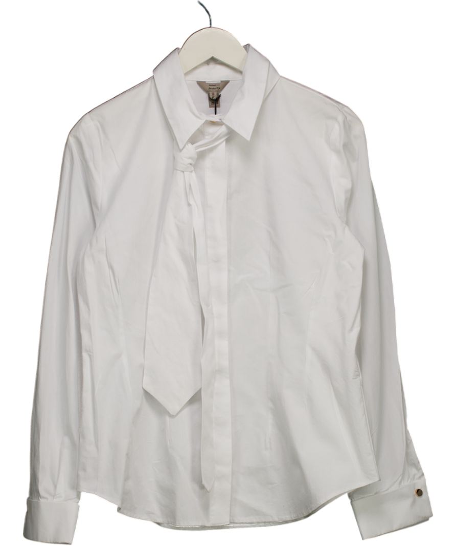 River Island White Poplin Shirt With Tie UK 10