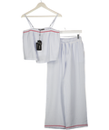 THREADBARE Petite Stripe A-line Cami Seersucker Pyjama Set In Blue UK 8