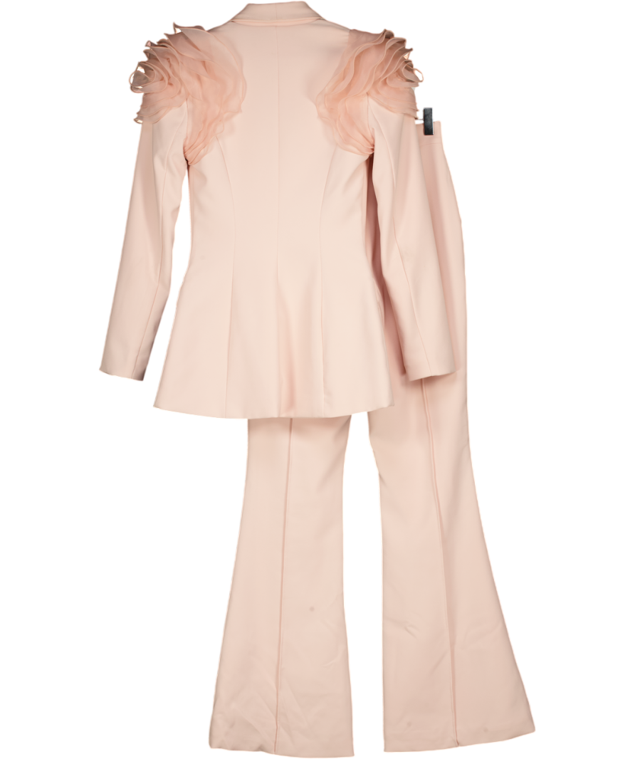 Lavish Alice 2-piece Organza Rose Sleeve & Button Blazer And Trousers In Light Pink UK 6