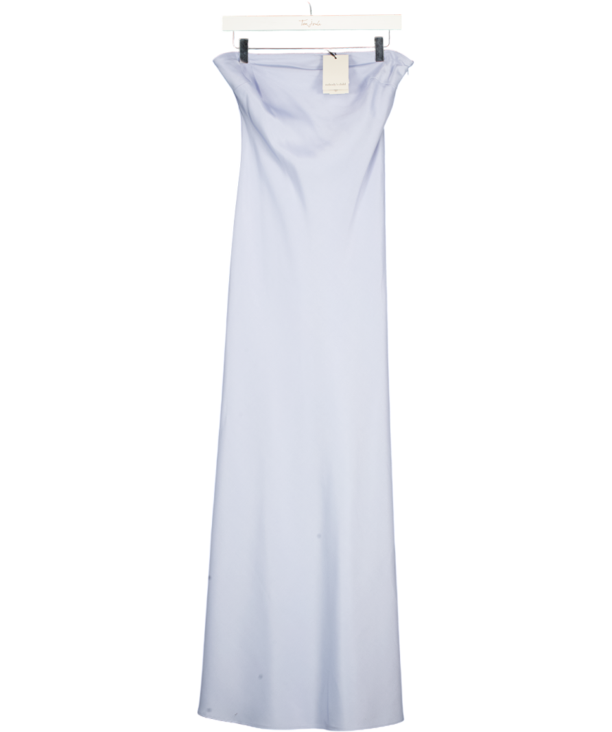 NOBODY'S CHILD Soft Blue Satin Bandeau Arden Maxi Dress UK 10