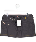 Diesel Black Stretch Denim Belted Mini Skirt W30