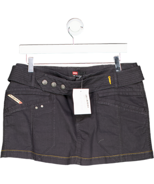Diesel Black Stretch Denim Belted Mini Skirt W30