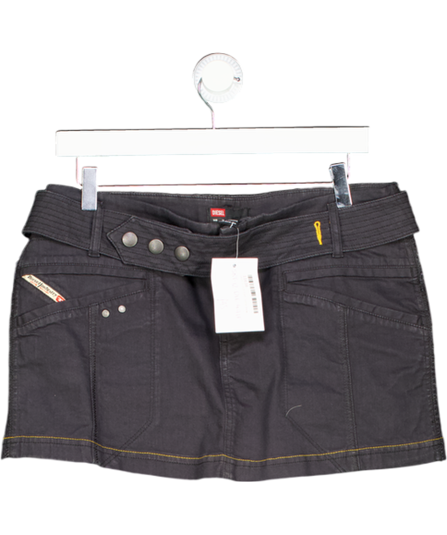 Diesel Black Stretch Denim Belted Mini Skirt W30