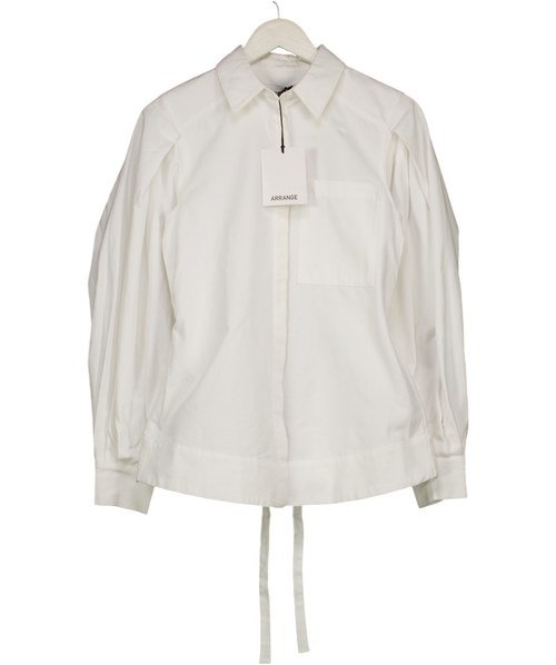 ARRANGE Curve Heavy Cotton Sculpted Shirt In White UK 4