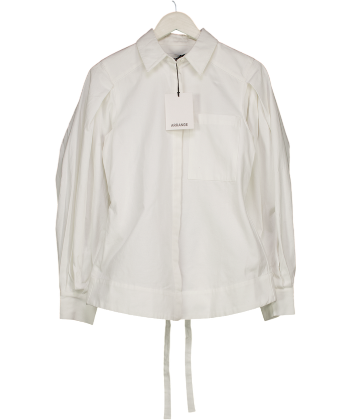 ARRANGE Curve Heavy Cotton Sculpted Shirt In White UK 4