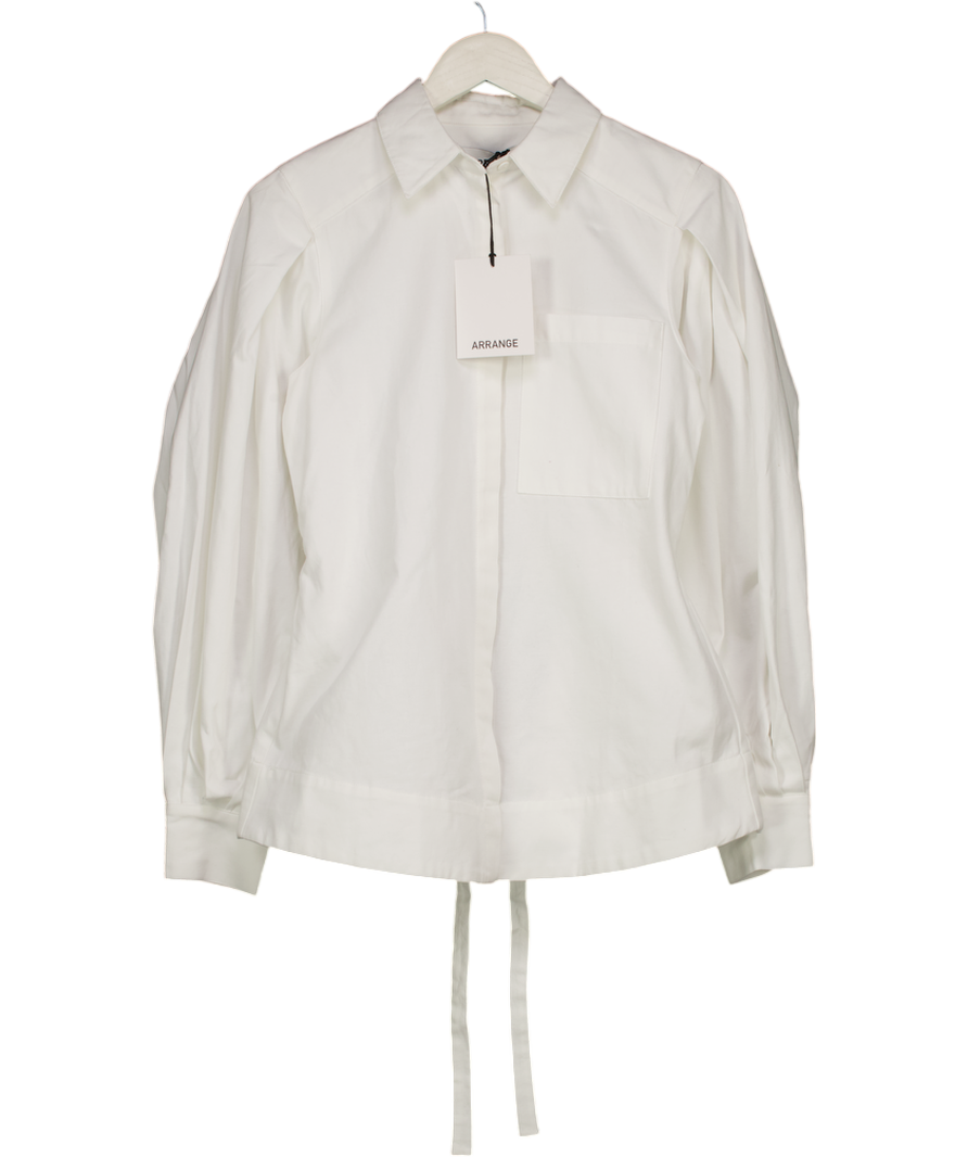 ARRANGE Curve Heavy Cotton Sculpted Shirt In White UK 4