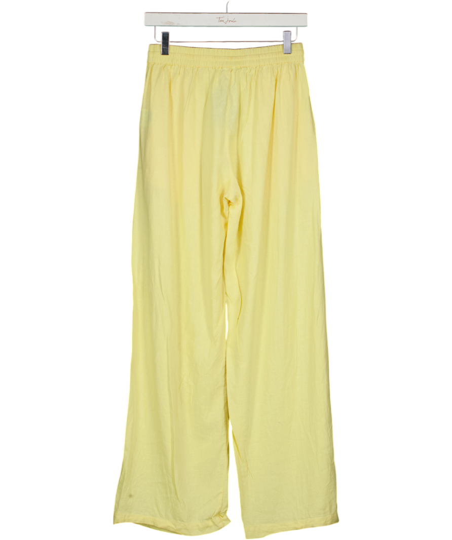 COTTON ON Haven Wide Leg Linen Look Pant In Lemon Yellow UK 10