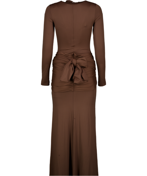 BARDOT Chocolate Brown Alix Tie-front Maxi Dress UK 8
