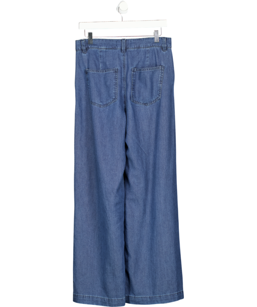 NEXT Blue Pleated Front Wide Leg Lightweight Jeans UK 8