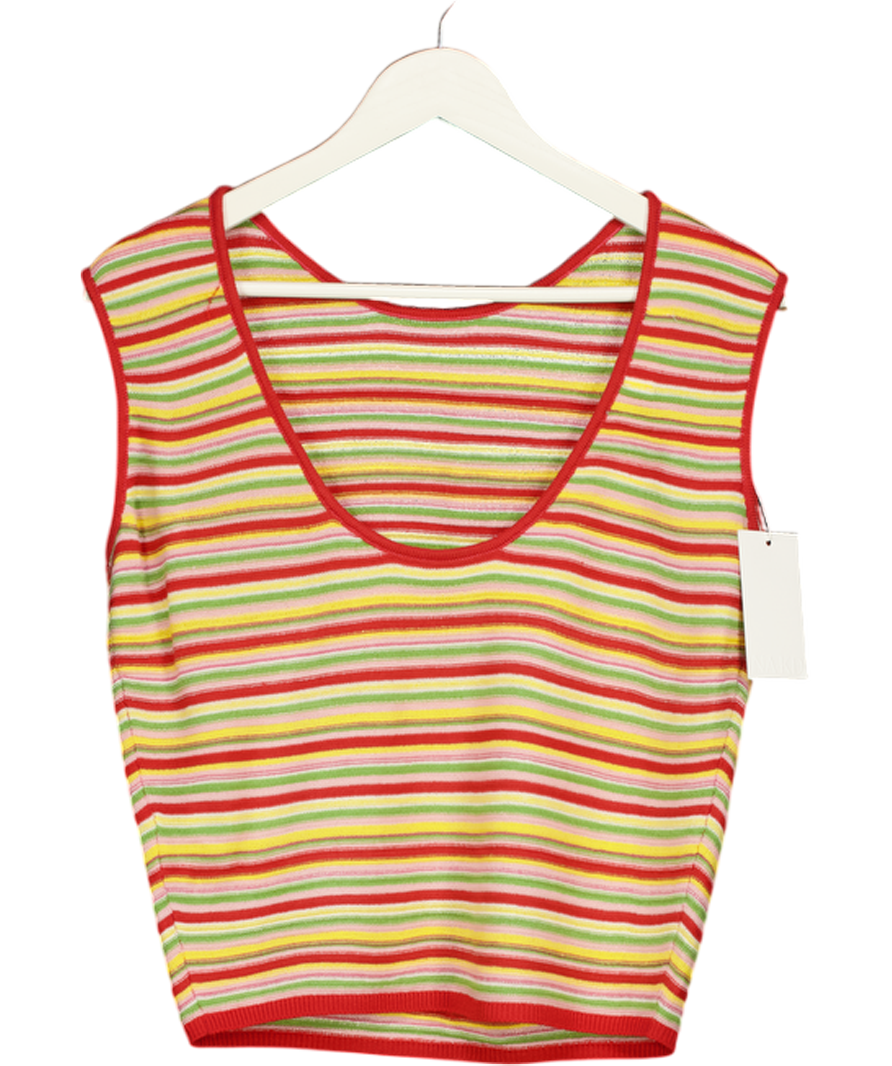 NA-KD Knitted Multicoloured Stripe Deep Back Top UK M