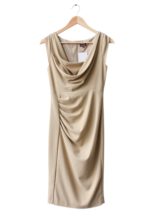 Phase Eight Beige Ruched Side Pencil Dress UK 8