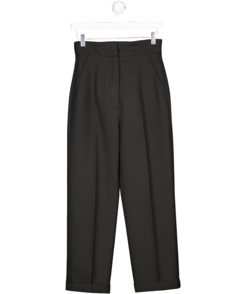 JACQUEMUS Black Virgin Wool Blend Le Souk Tailored Straight Leg Trousers With Turn Ups Fr34 UK 6