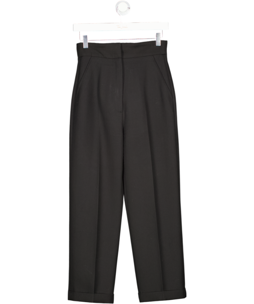 JACQUEMUS Black Virgin Wool Blend Le Souk Tailored Straight Leg Trousers With Turn Ups Fr34 UK 6