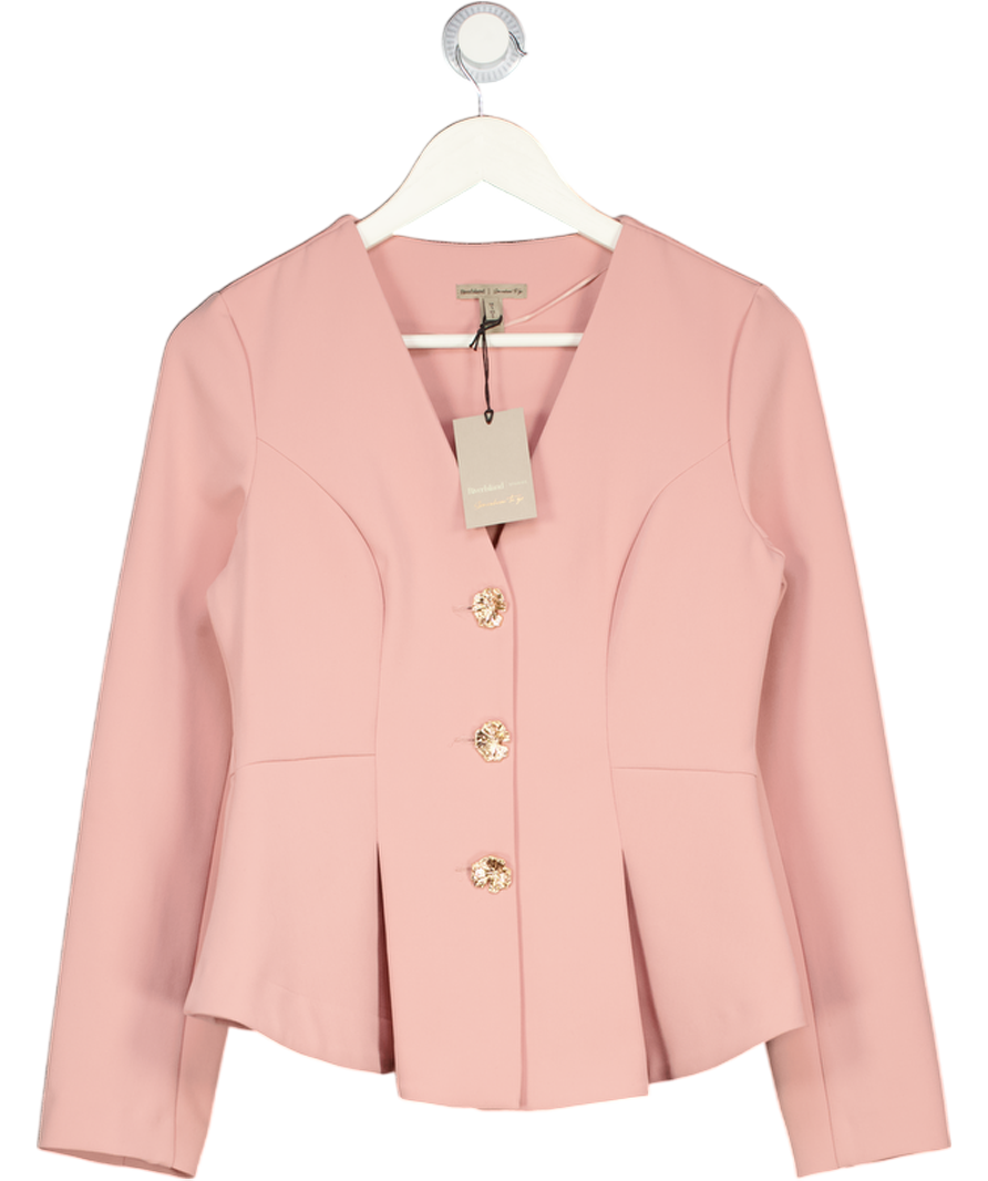 RIVER ISLAND Pink Long Sleeve Pleated Jacket UK S